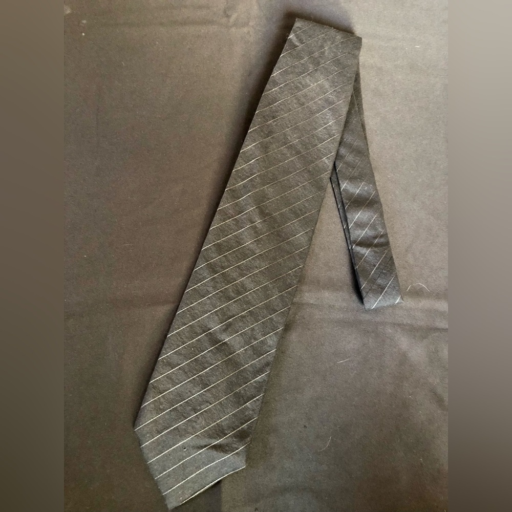 Giorgio Armani, Black Pinstripe Silk Tie - Classic Formal Accessory